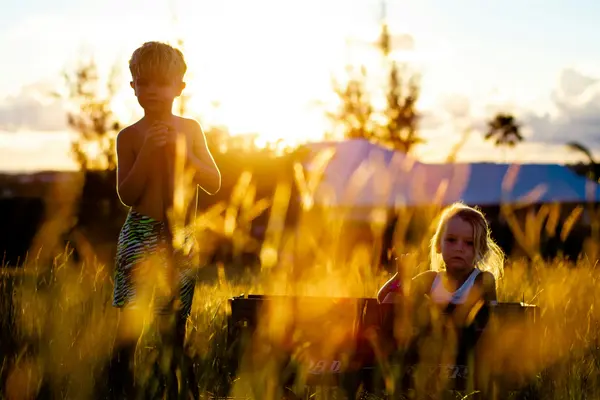 two children in a field